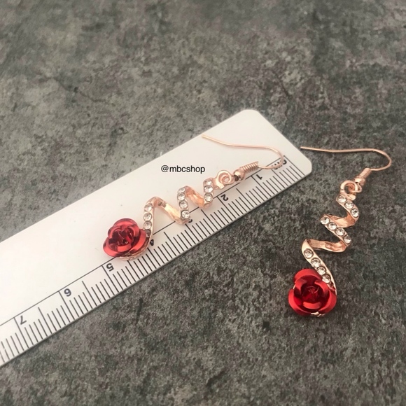 Rose Dangle Earrings - Picture 2 of 5